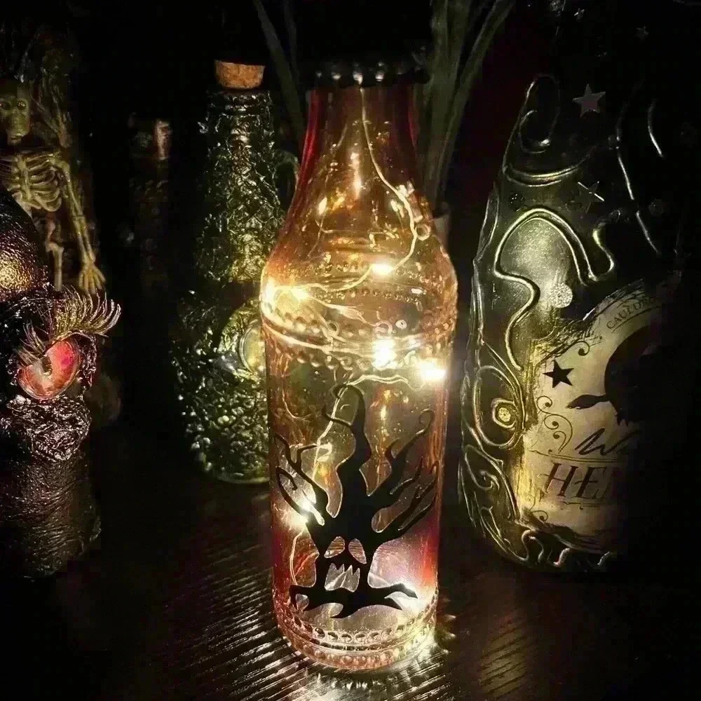 NEW Light Up - Halloween Spooky Tree Apothecary Spell Jar - Potion Bottle Art